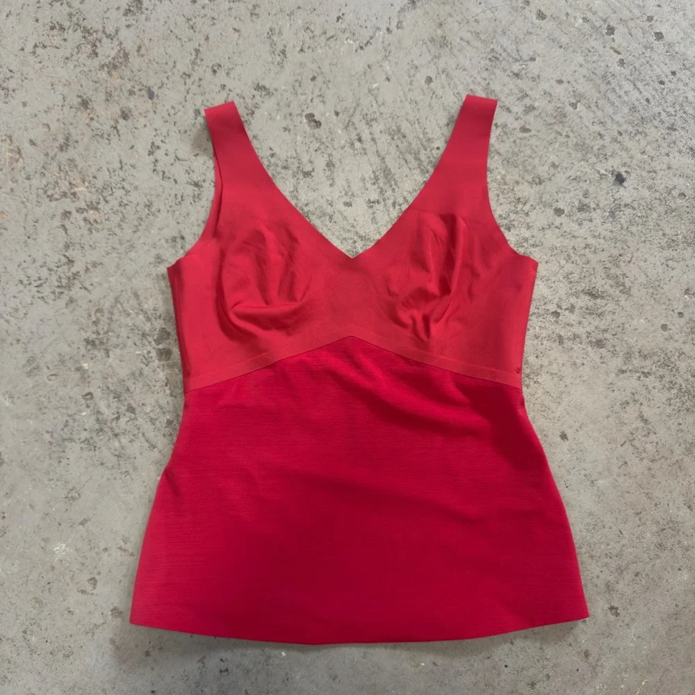 Honeylove LiftWear Cami Red Shaping Tank Top Medium V-Neck Wire-Free Support